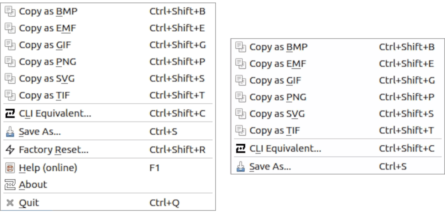 Zint Barcode Studio main menu (left) and context menu (right)